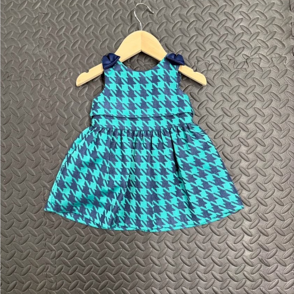 Cat & Jack Navy & Teal Houndstooth Dress